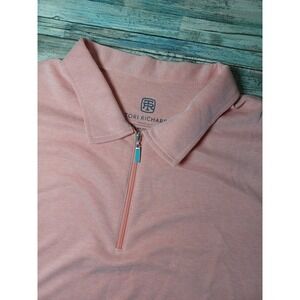 Tori Richard Mens XL Honolulu Quarter Zip Short Sleeve Polo Shirt